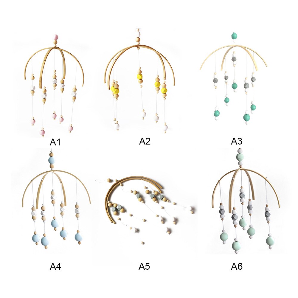 Baby Wooden Beads Wind Chimes Nordic Style Baby rattle and bed bell for Kids Room Bed Hanging Decor