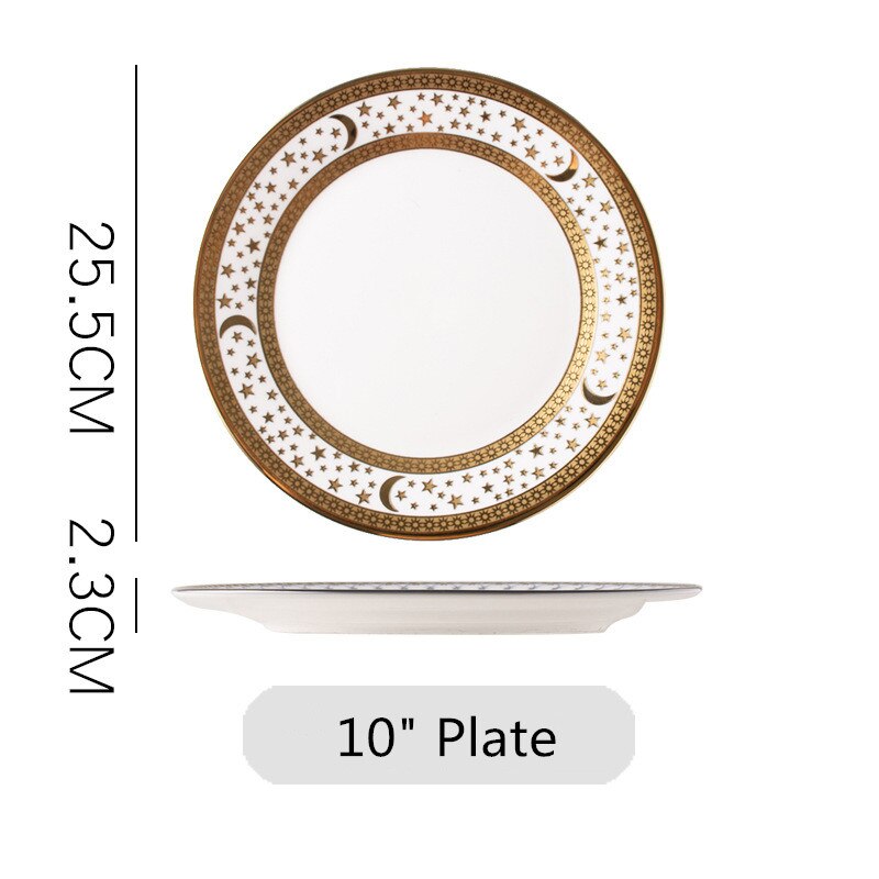 Porcelain Dinnerware Set Ceramic Dinner Plate Ceramic Plate Western Steak Plate Dishes scratch-resistant pendulum Fruit plate: Style B 10 inch