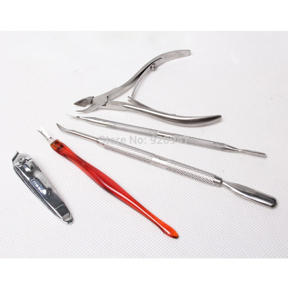 Nail Art Manicure Rvs Cuticle Lepel Pusher Remover Clipper Tool Sets