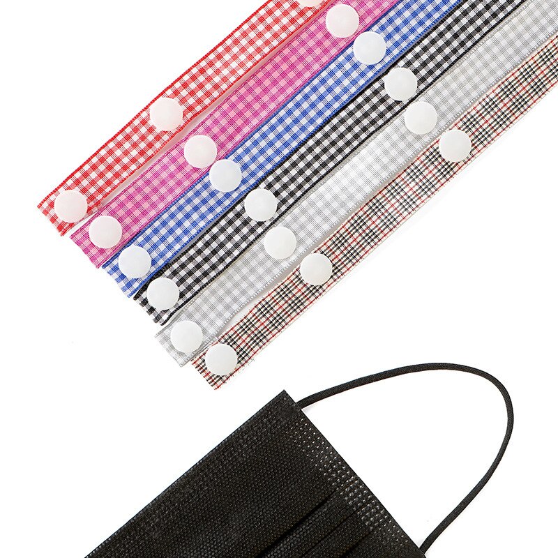 5 st rutnätsmask hängrep ansiktsmasksnöre för kvinnor maskhållare justerbar spårlöst öron hängrep häng på halssnöret