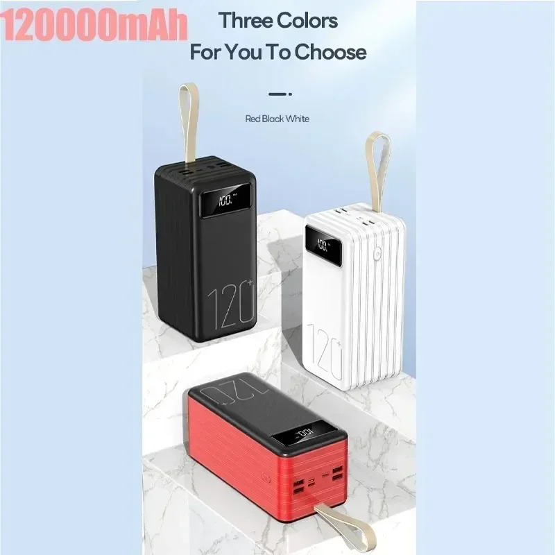 120000mAh Power Bank Fast Charging W/LED Light 120W Portable Power Bank Super External Battery Charger Laptop for Iphone Huawei