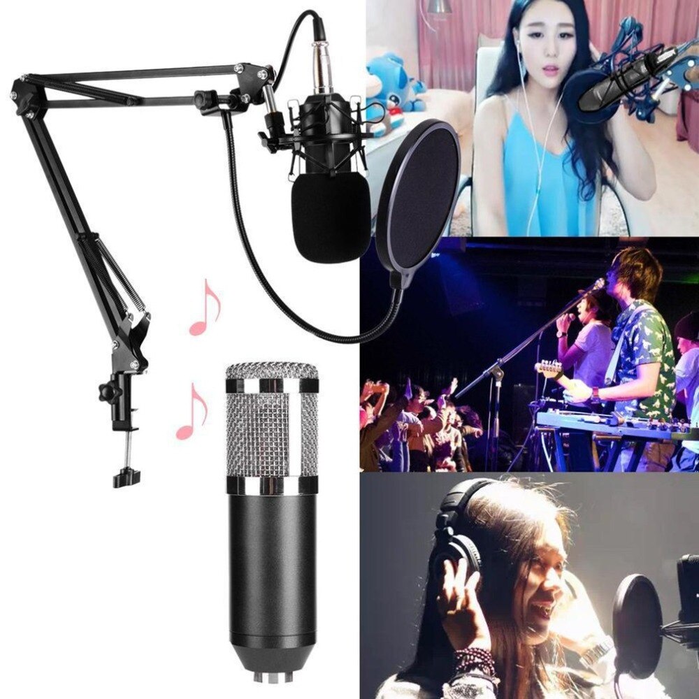 Dynamic Condenser Microphone Sound Studio Audio Recording Mic with Shock Mount for Broadcasting KTV Singing BM800
