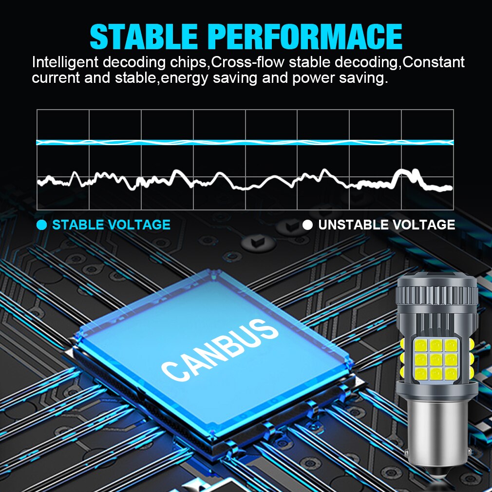 2pcs 50W 5000LM Led 1156 P21W BA15S Canbus Fan BAU15S PY21W T20 7440 W21W 7443 W21/5W Turn Signal Reverse Light White Amber Red