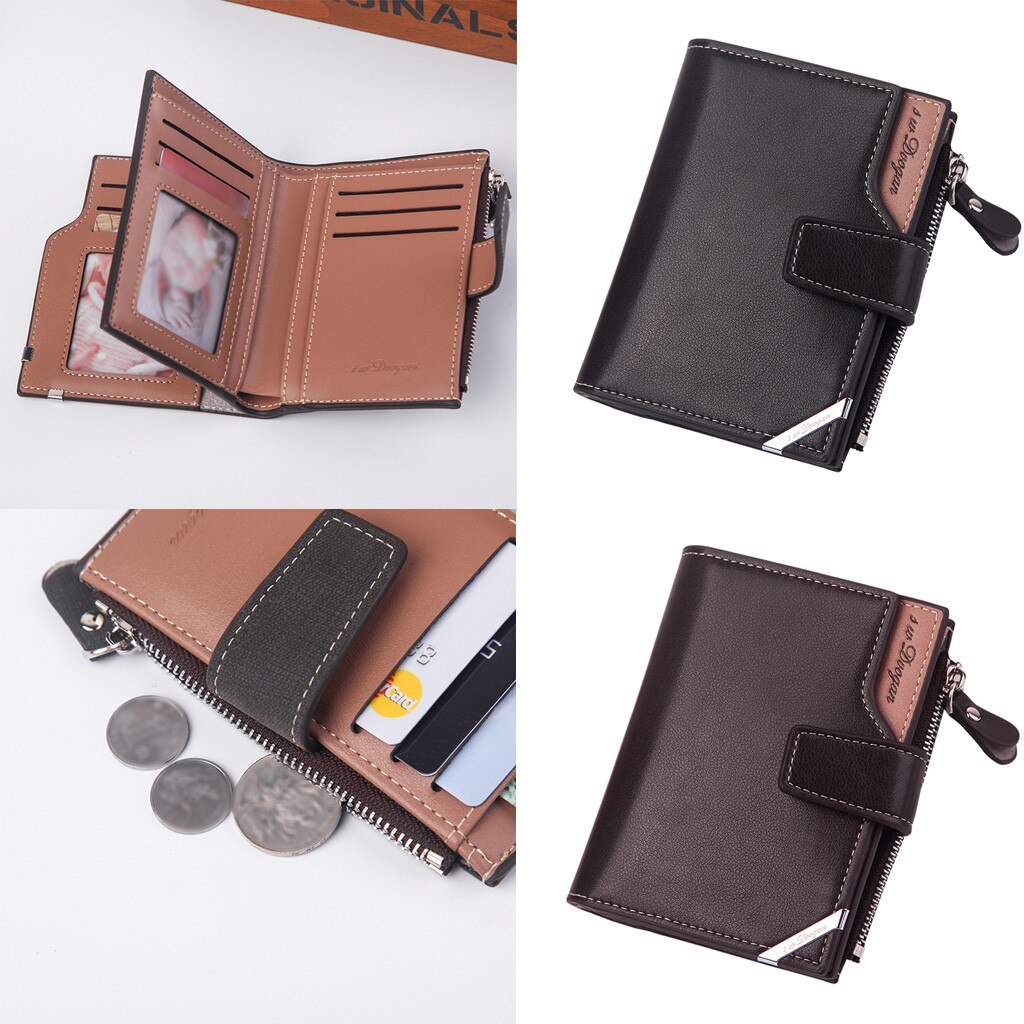 Mode Mannen Portemonnee Effen Kleur Lange Lederen Retro Vintage Stijl Kaart Tas Portemonnee Hasp Meerdere Kaartsleuven Kaarthouder # G30