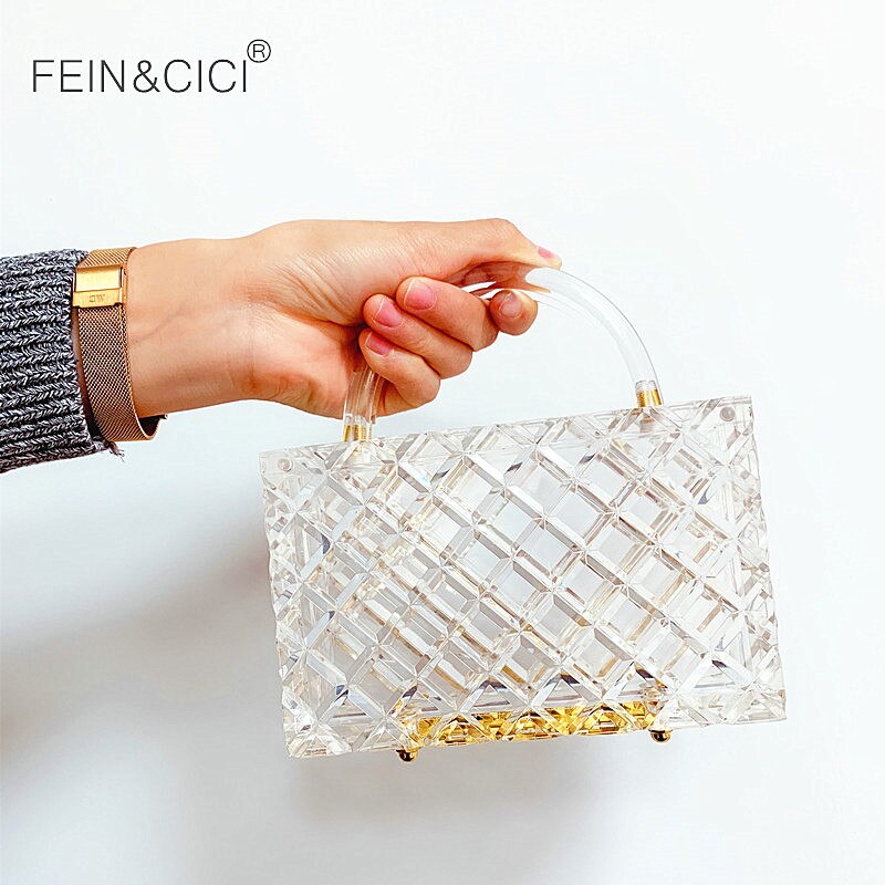 Transparante Totes Bag Clear Acryl Pvc Plastic Doos Tas Vrouwen Meisje Vintage Retro Avond Weding Party Handtas Zomer Tas