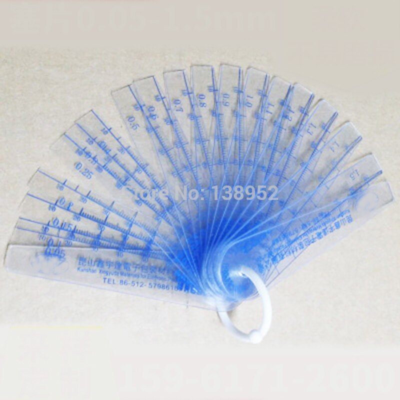 plastic feeler gauge feeler plastic plugs 0.05-1.5mm 18 sheet thickness gauge