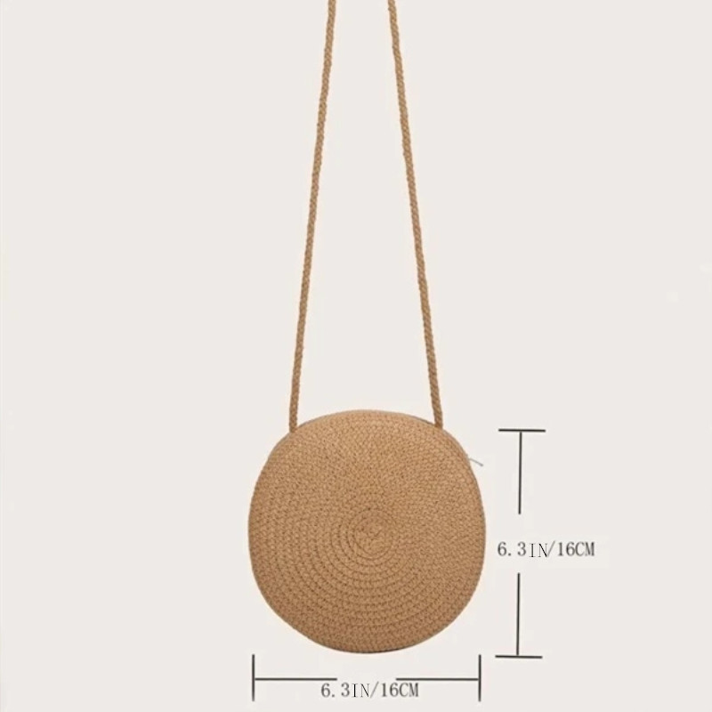 minimalistisch ische Stroh tasche Runde Crossbody-Geldbörse Frauen Schulter Berufung Stil Handtasche