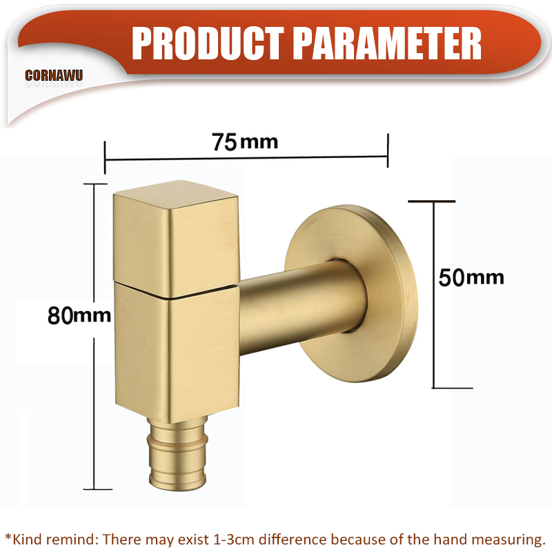 Brushed Gold Faucet Wall 1/2 Washing Machine Tap Outdoor Mop Sink Bibcock Brass Bathroom Kran Laundry Water Grifo WC Accessories