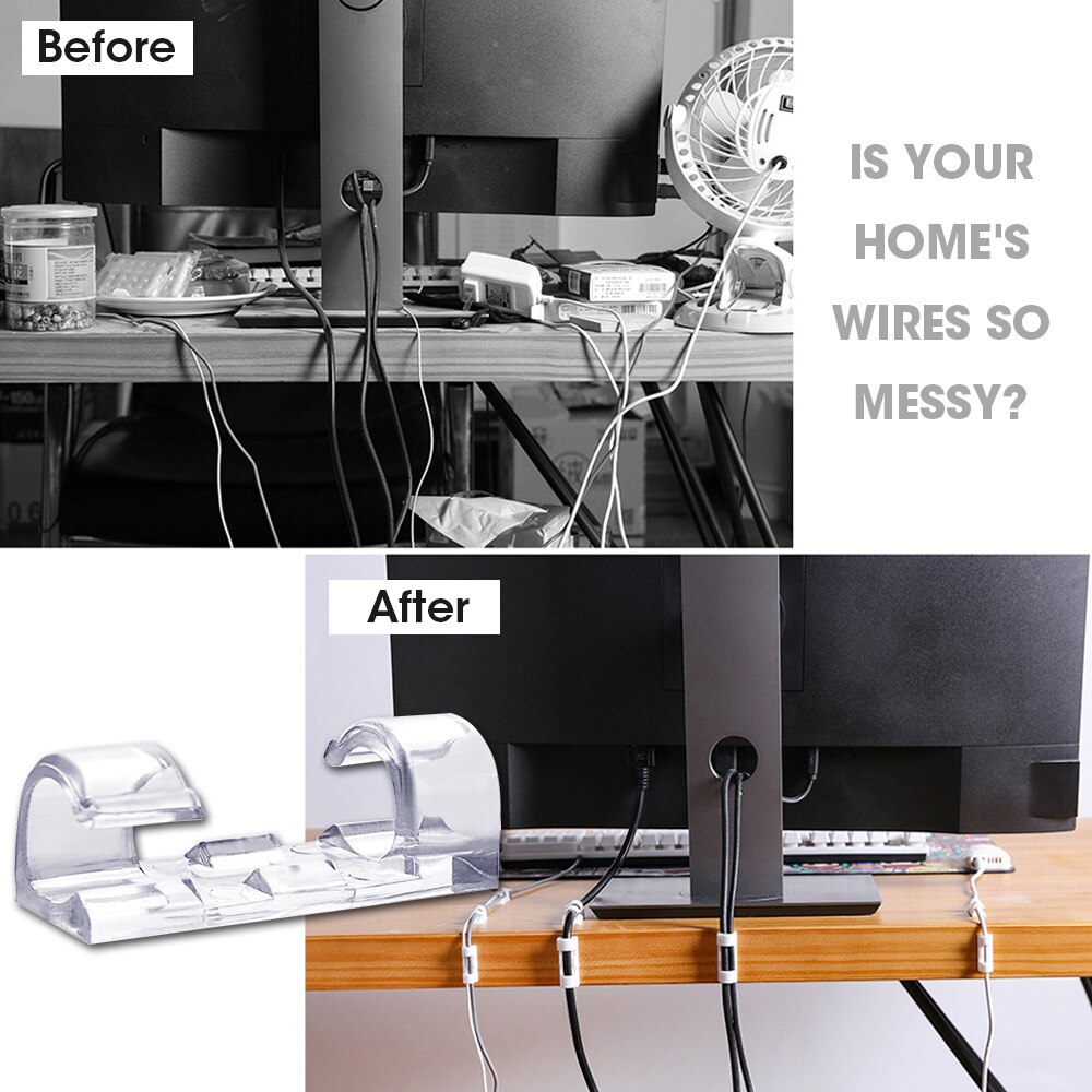 20Pcs Finisher Draad Klem Zelfklevende Draad Organisator Kabelhaspel Clip Gesp Ties Fixer Lijn Fastener Holder Cord management