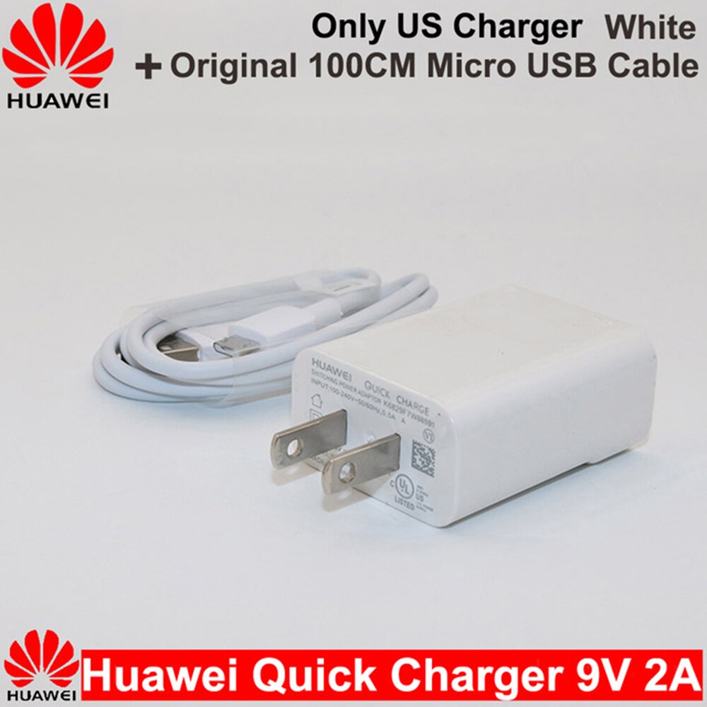 Huawei 9V2A caricabatterie rapido UK/EU/US QC2.0 adattatore per ricarica rapida rapida tipo C/cavo Micro USB per Mate 7 8 10Lite P8 9 10Lite Honor 8: US x Type C Cable