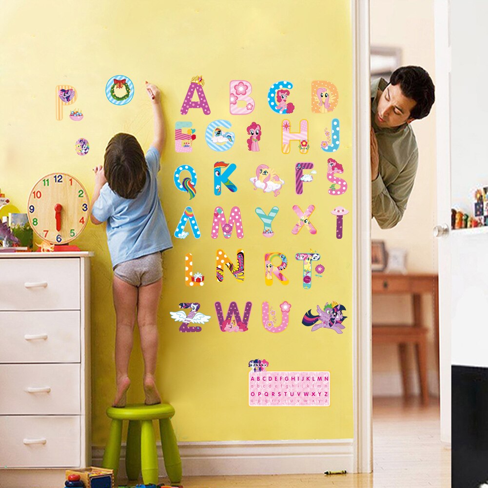 Dier paard alfabet mooie letters muurstickers kinderkamer decoraties muurschilderingen home decals kids meisje