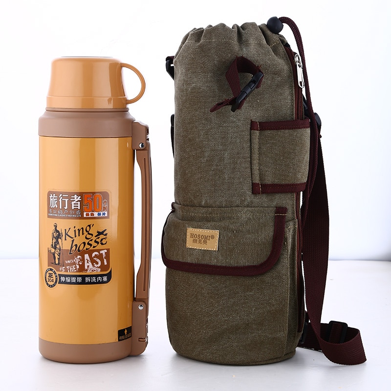 big waterproof canvas insulated water bottle cooler holder thermal picnic lunch drinks carrier cool bag with strap cup sleeve