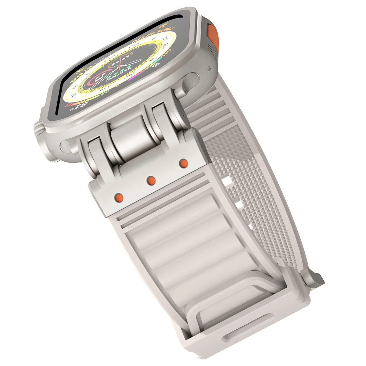 Bracelet en silicone pour Apple Watch, Bracelet de sport en caoutchouc souple, Bracelet pour homme, Ultra 2, IWatch Series 9, 8, 7, 6, 5, 4, Se, 49mm, 45mm, 44mm, 42mm: BLACK WHITE