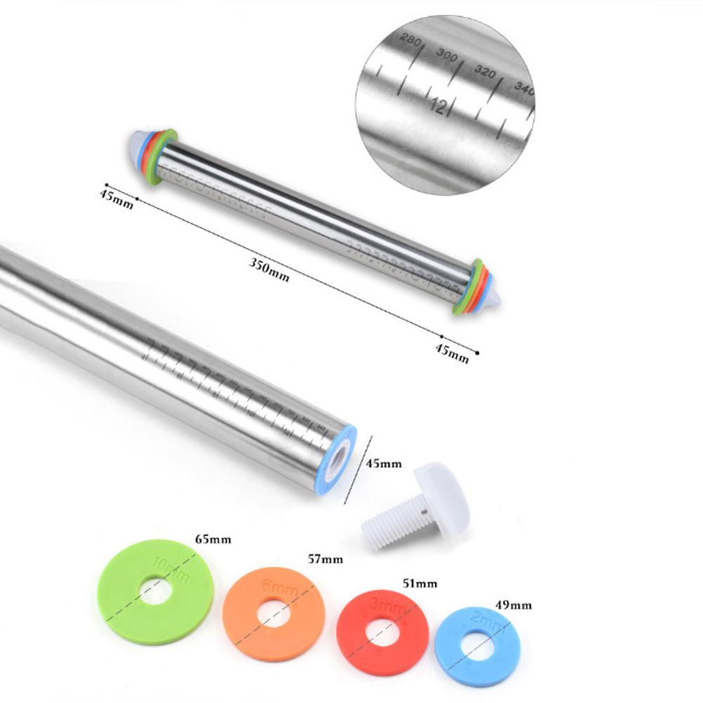 Adeeing 17 Inch Verstelbare Roestvrij Deegroller Met Afneembare Ring Deeg Roller Voor Bakken Cookie Pastry Pizza