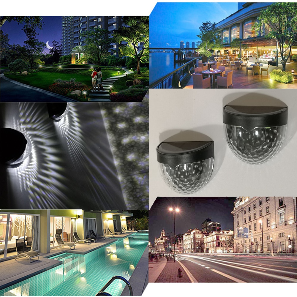 4Pcs/Set Solar Powered Sensor Wall Light Waterproof LED Solar Lamp Auto ON/OFF For Outdoor Pathway Garden Patio Fence Lamp H