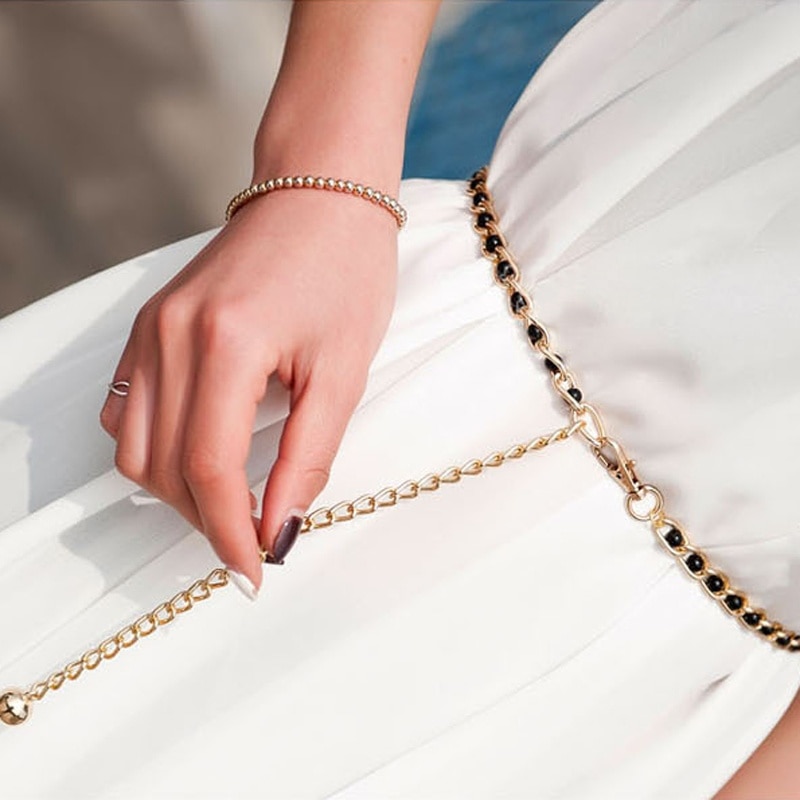 Imitation Pearl Beads Waist Body Chain Belt Women Waistband Strap Accessories