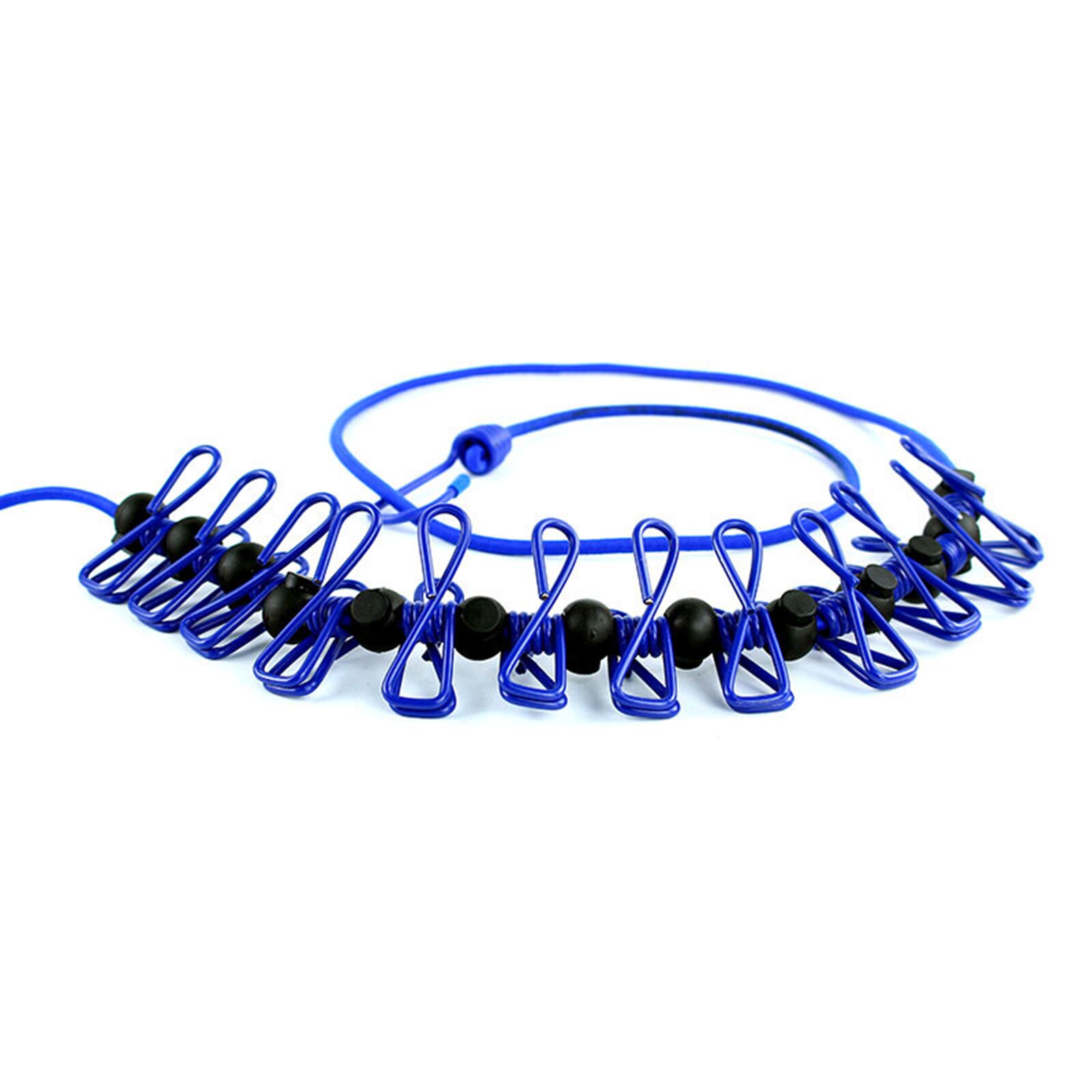 Clothes Line Buckle Rubber Band with Iron Wire Elastic Windproof Rope Positioning Accessory: Blue