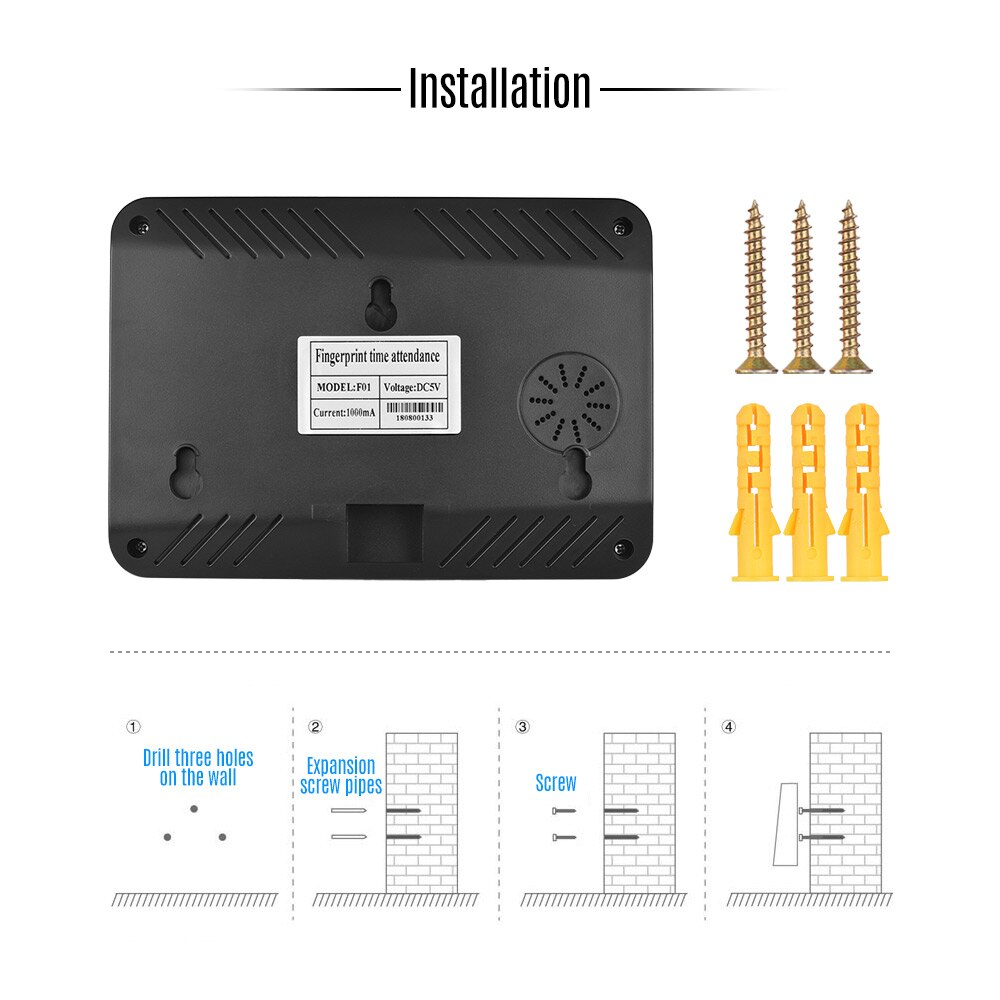 Máquina biométrica do comparecimento da senha da impressão digital aibecy com 2.4 polegadas de tela lcd gestão do empregado verificar no gravador