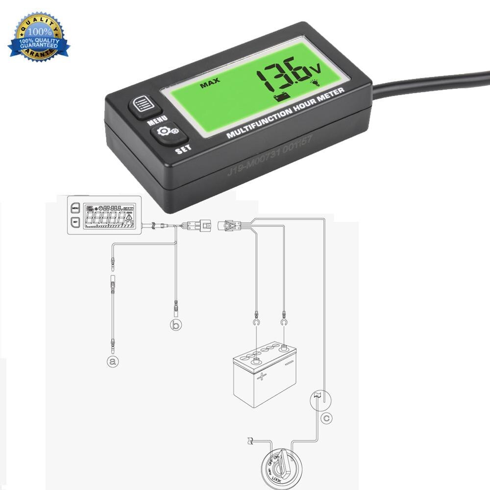 Multifunctionele urenteller toerenteller voltmeter Backlit Digitale Resettable voor gas benzinemotor motocross