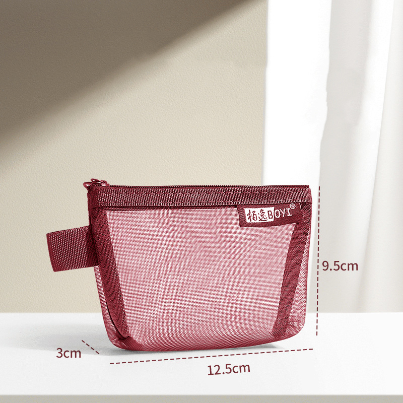 Portable Mini Zipper Quare Mesh Storage Bag,zippered Mesh Cosmetic Bag,small Square Mesh Coin Purse Travel Storage Carry Pouch: Fuchsia