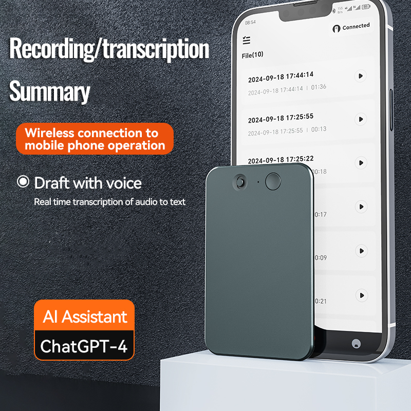 Ai powerd ChatGPT-4 app chamada telefônica mini gravador de voz de áudio espia transcribe summarize 58 tradutor de idiomas ditaphone de áudio