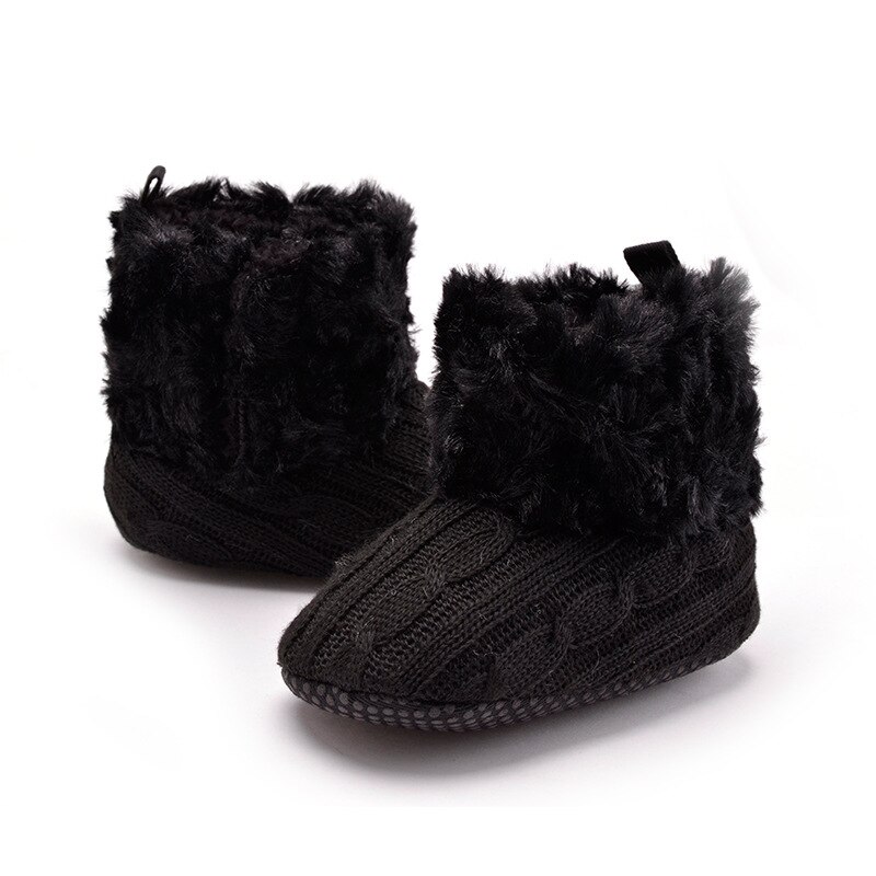 Schattige Baby Anti-Slip Laarzen Peuter Baby Jongen Meisje Knit Crib Schoenen Leuke Cartoon Prewalker Baby Booties: Black / 13-18 months