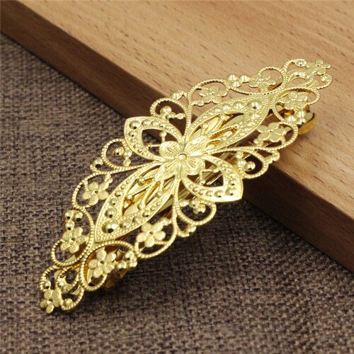 Pinzas para el pelo de de cobre, accesorios de flores, horquillas para el pelo para mujer, pasadores, horquillas para la cabeza, longitud del tocado 80mm, 1 unidad K06214: Color amarillo dorado claro