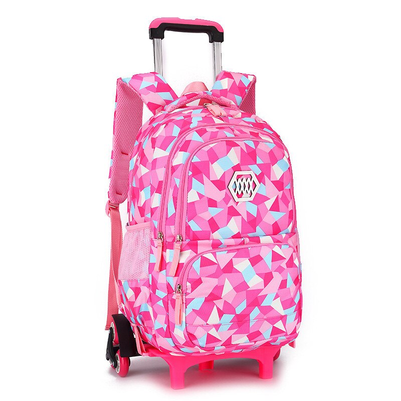 Mochila de viagem para crianças meninas do trole escola primária criança bagpacks com 6 rodas sac a dos enfant fille: rose red 6 wheels