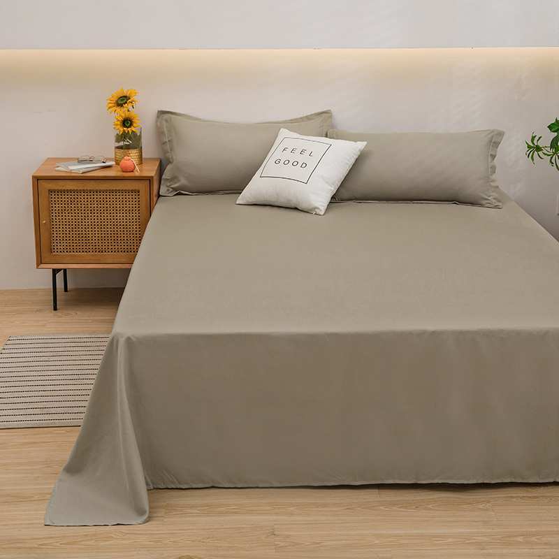 1 pc Bed Flat Sheet for Double Bed Plain Solid Color Top Sheets Single/Queen/King Flat Bedsheets Soft Home Bed Linen Sheets: 250cm*200cm / Yellow