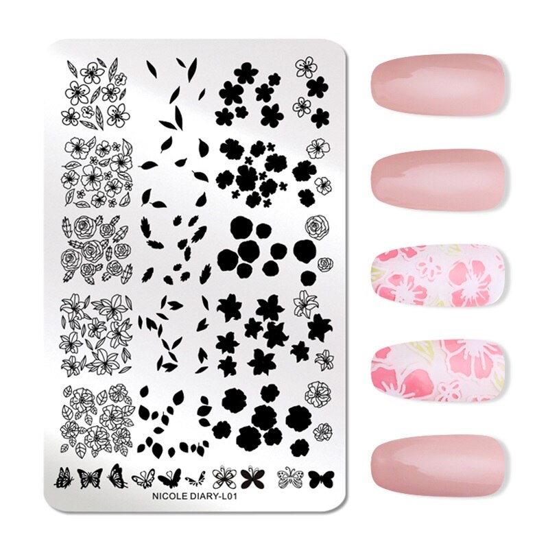 Nicole Dagboek 14.5*9.5 Cm Nail Stempelen Platen Bloemen Lotusblad Afbeeldingsstempel Sjablonen Art Stencil Diy Gereedschap: 46134