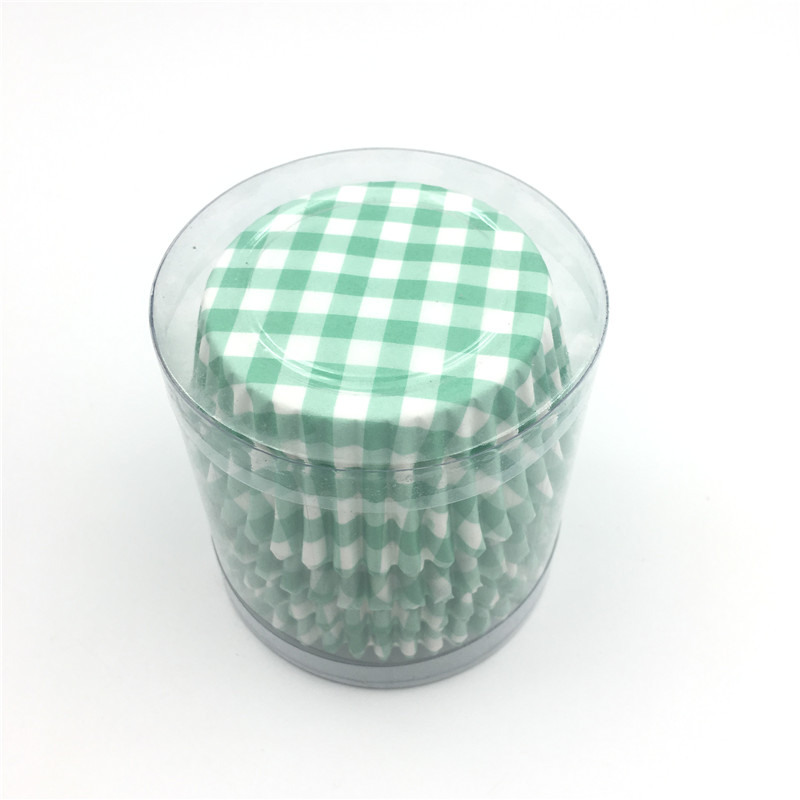 100 stks/partij Roze Groen Plaid Cupcake Papier Liner Bakken Muffin Cupcake Mold Cups Taart Decoreren Gereedschappen Cupcake Box Set