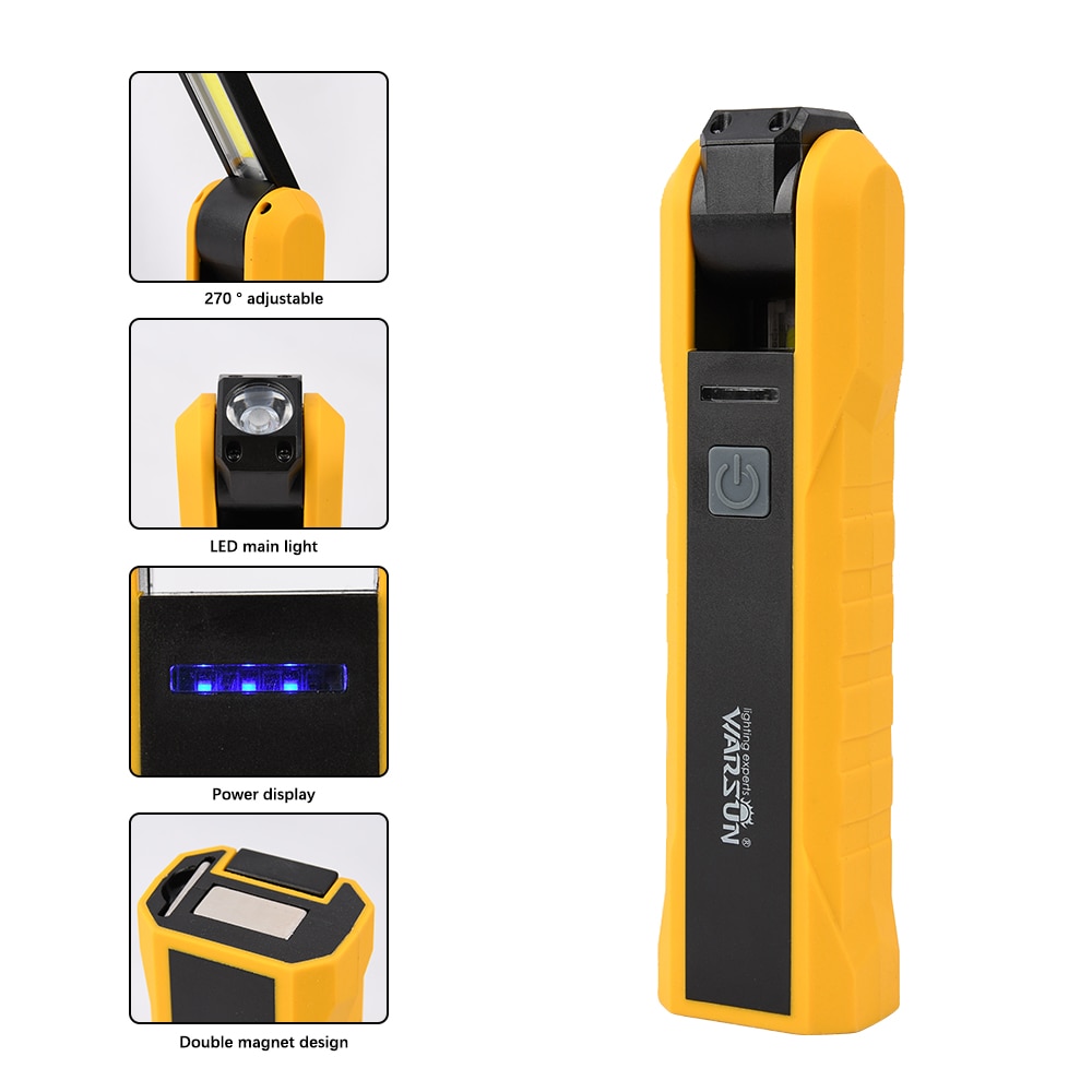 Led arbejdslygte 15w bærbar cob arbejdslygte arbejdslampe arbejdslampe lommelygte xpe arbejdslys søgelygte usb genopladelig