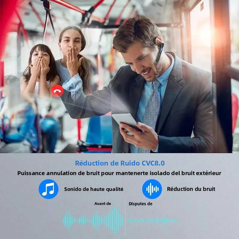 Draadloze hoofdtelefoon Bluetooth-headset met microfoon Oortelefoon Handsfree Ruisonderdrukking Audifonos Praten Zakelijk rijden