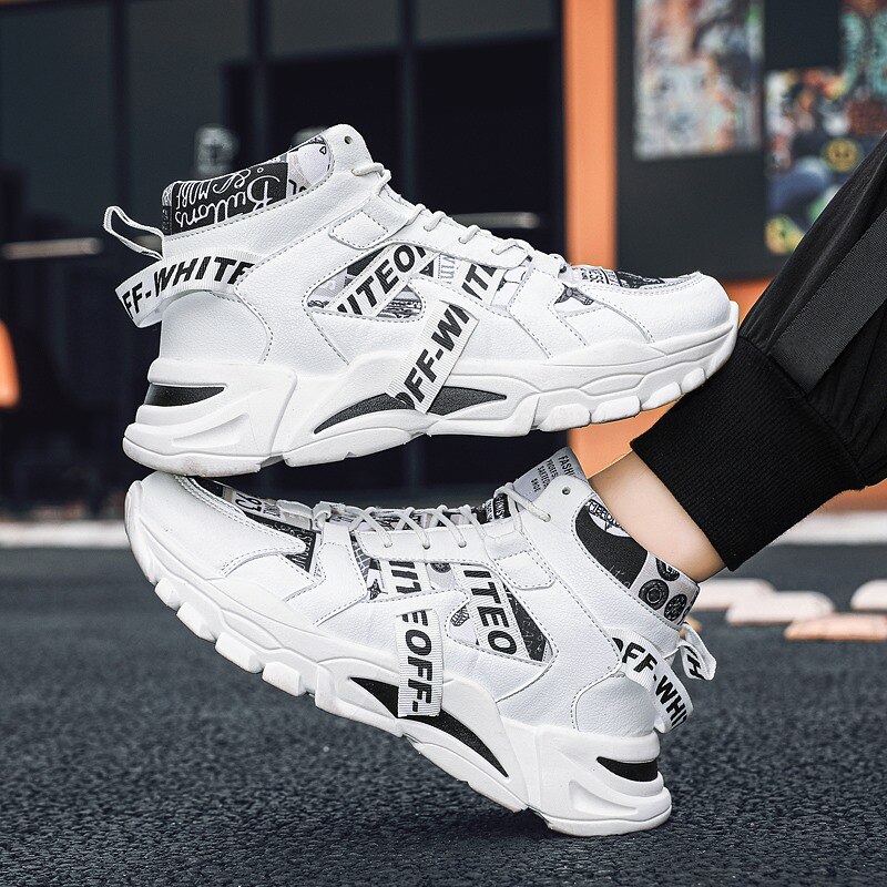 Herre high-top canvas sko mænd forår efterår top sneakers snøre høj stil afslappet sko til mænd