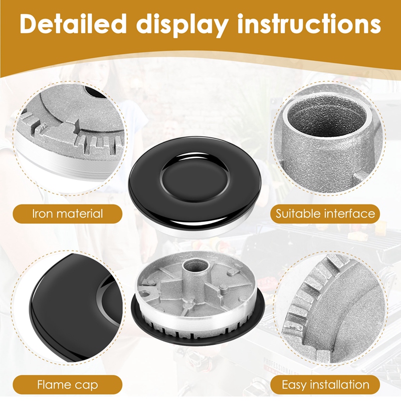 1Set Cooker Hoed Set Fornuis Deksel Opgewaardeerd Oven Gaskookplaat Brander Kroon Vlamdop Past Op De Meeste Gasfornuis Branders