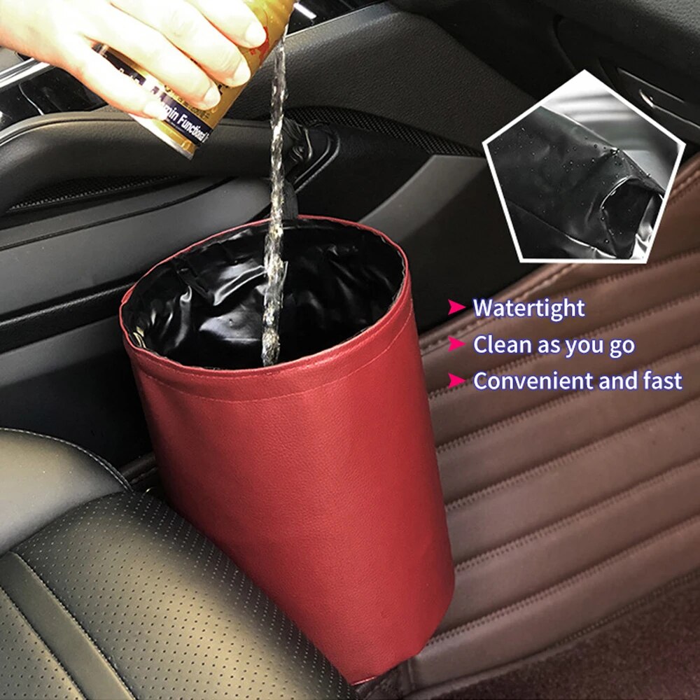 Bote de basura plegable para coche, contenedor de basura Interior, organizador de residuos, soporte impermeable, accesorios para automóvil