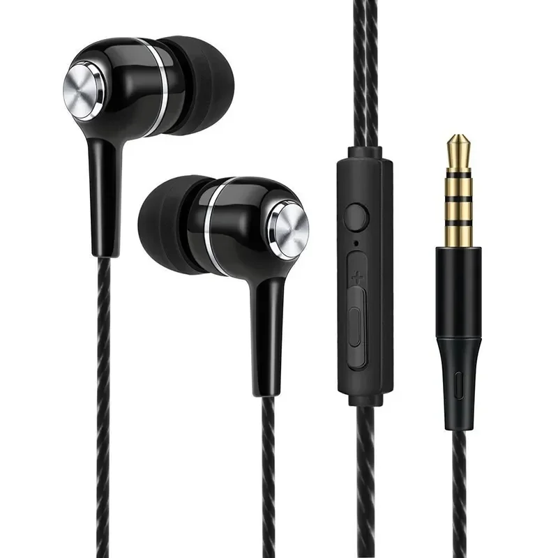 Mobile Phone Wired Headphones In-ear Simple With Mic Silicone Ear Tips Business Wired Headset Heavy Bass Music Earphone: Red