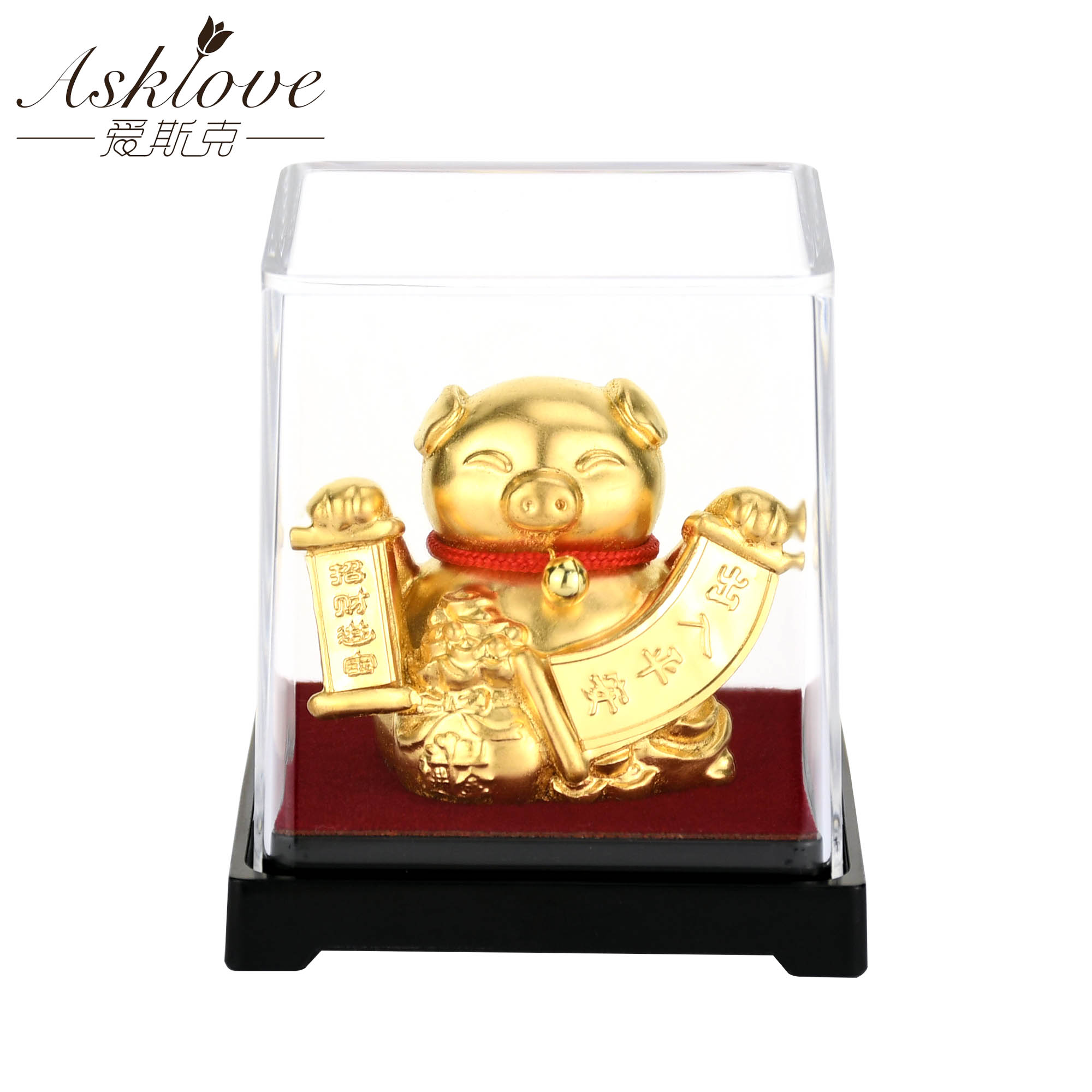 Chinesische Sternzeichen Sammeln Reichtum Ornamente 24k Gold Folie Fengshui dekor Drachen/Ratte/Schwein/affe Auto Glück handwerk Heimat Sekretariat Dekor: Schwein