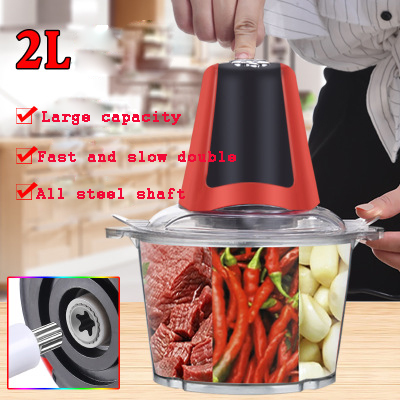 2L Elektrische Vleesmolen Voedsel Chopper Krachtige Huishoudelijke Vleesmolen Keukenmachine Vlees Shredder Keuken Blender Slicer: Red Double file / VS