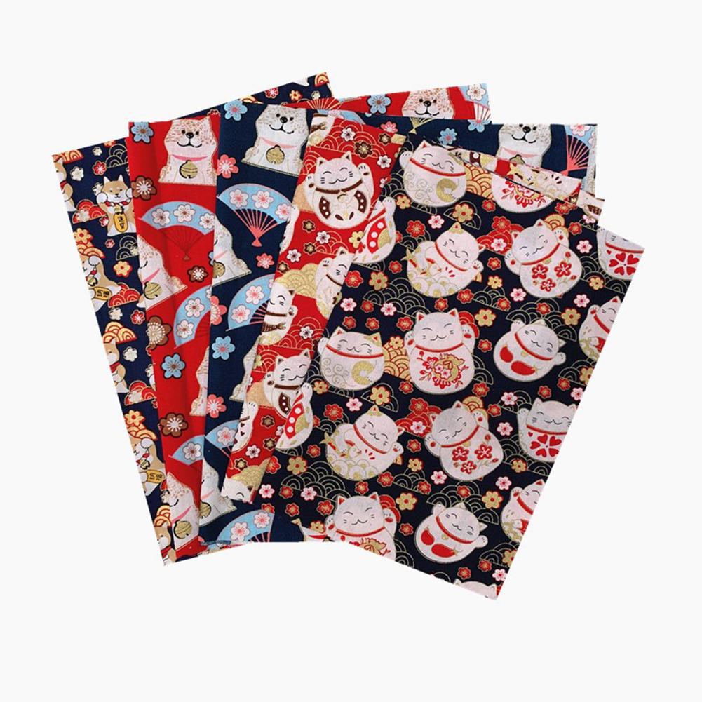 Tissu en coton, à faire soi-même, 5 pièces, avec petits motifs de fleurs, en tissu de Style japonais pour artisanat, masque 20x25CM, 5 pièces: C