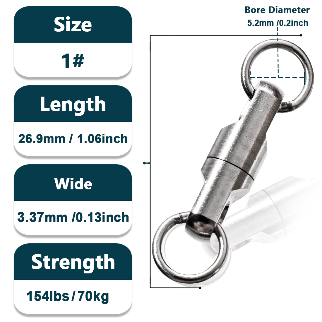 Heavy Duty Fishing Swivels Ball Bearing Swivel with Solid Welded Rings Stainless Steel Swivels Connector Tackle for Saltwater: 11 / WHITE