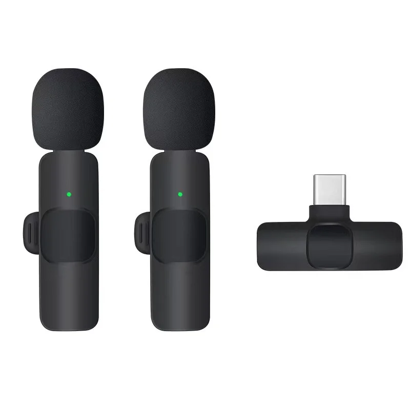 Basix Mini micrófono Lavalier portátil Audio Video grabación Mini micrófono de solapa micrófono inalámbrico para IPhone TypeC ipad juego teléfono: Gris