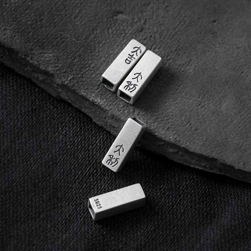 Meetsoft Sterling silber quadratische säulenanhänger Ich bin antiken chinesischen stil, ein paar, speziell für diy-halsketten, schmuckherstellung