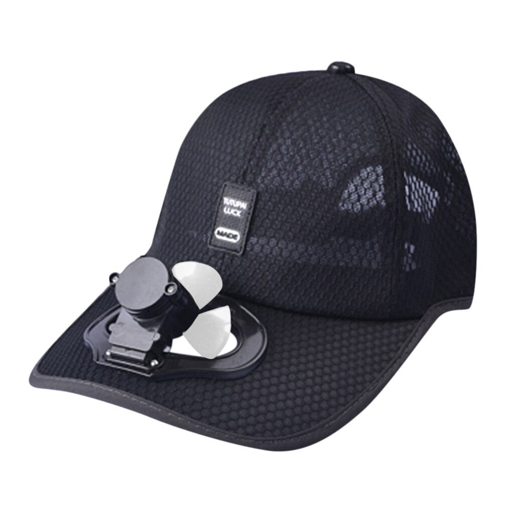 Zomer Fan Cooling Baseball Cap Hoed Usb Opladen Ademend Schaduw Zonnebrandcrème Hoed Vereist Vissen Zomer Sport Outdoor: Black