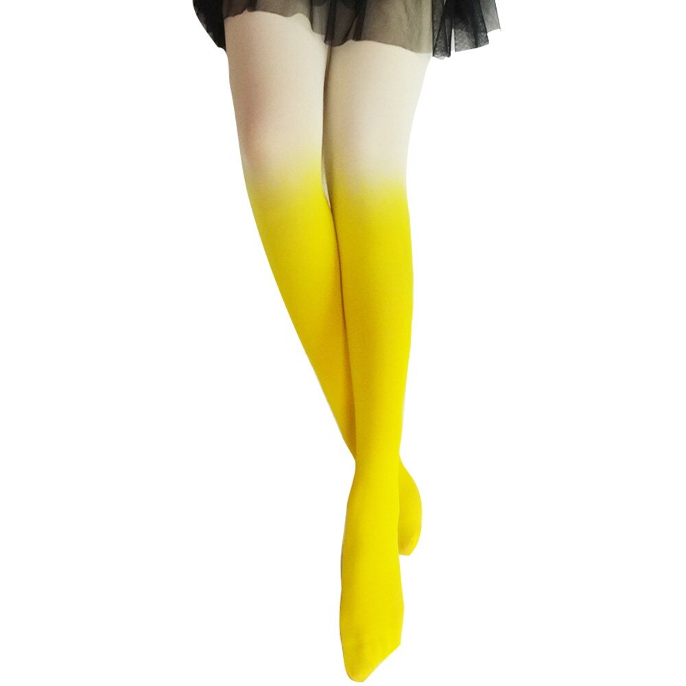 Vrouw Sexy Panty Kousen Gradiënt Verandering Panty Multicolour Fluwelen Panty Vrouwen Meisjes Naadloze Lange Kousen 83-85Cm: Yellow