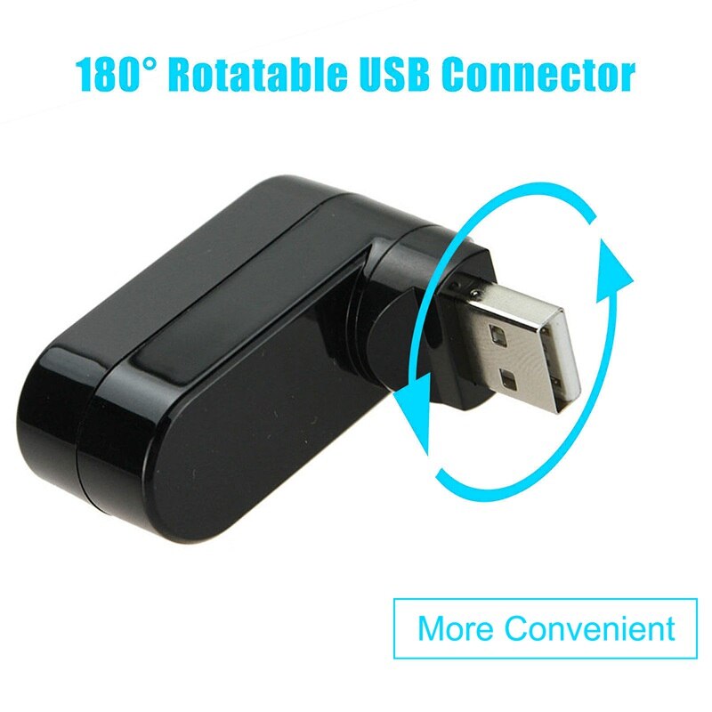 For Laptop For PC Hub USB Rotate Splitter Mini Adapter 3 Ports