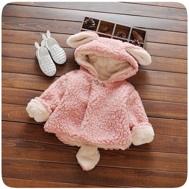 Casaco quente recém-nascido para meninas engrossar algodão roupas de inverno do bebê mais jaqueta de veludo 1-2-3 anos de idade da menina coreana da criança outerwear