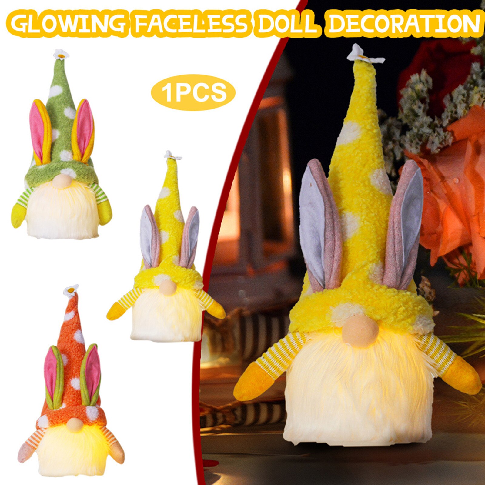 1Pc Pasen Pluche Pop Decoratie Bunny Decoratie Gloeiende Dwerg Faceless Pop Thuis Speelgoed Kinderen Speelgoed Home Decor Pasen Decoratie