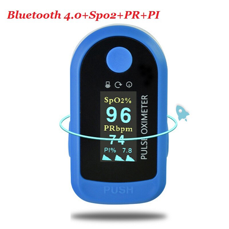 Bluetooth APP oxímetro de pulso de SPO2 PR PI RR Monitor pantalla OLED oxímetro de oximetro de dedo Spo2 PR PI soporte de monitor Android iOS: Navy