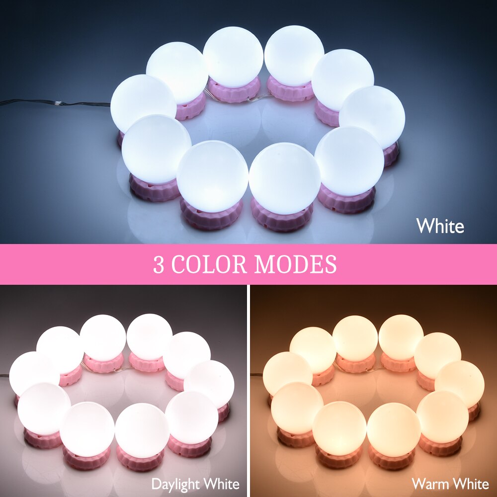 10 LED Light Bulbs Makeup Vanity Cabinet Mirror Makeup Full Powered Lamp Super Bright Hollywood Vanity Lights